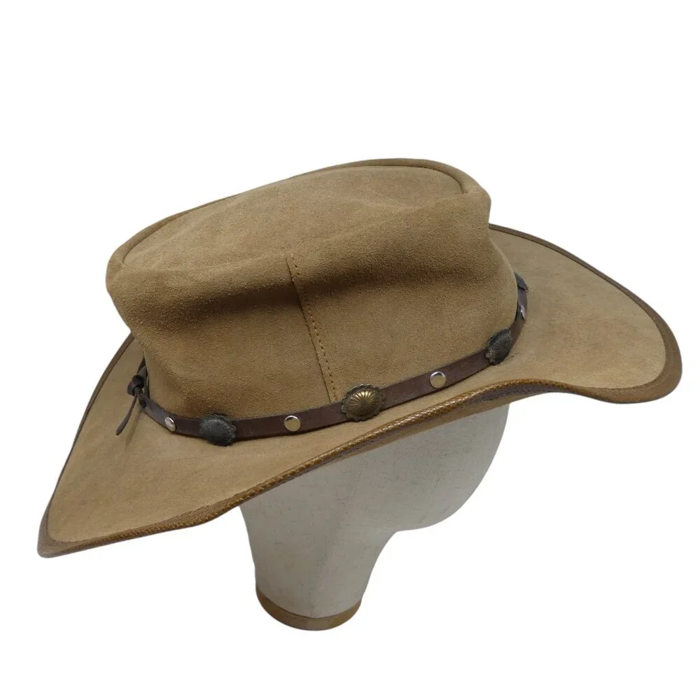 Winfield Cover Co Brown Leather Concho Trim Broken In Western Hat